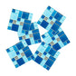 Blue Mosaic Tile Wallpaper Panels Easy Peel off Modern Washroom Wall Covering (10 Pcs) Clearhalo 'Wall Decor' 'Wallpaper' 1504674