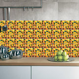 Modern Painted Fruit Mosaic Wallpapers Yellow Peel and Stick Wall Art for Kitchen Clearhalo 'Wall Decor' 'Wallpaper' 1504692