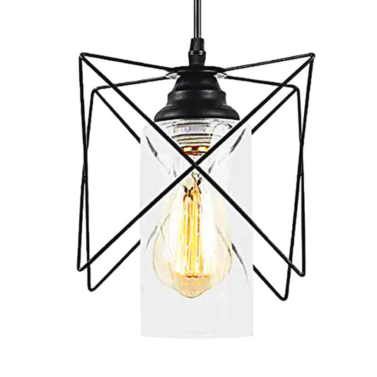 1 Bulb Hanging Ceiling Light with Wire Frame Shade Metal Industrial Bedroom Pendant Lighting Clearhalo 'Art Deco Pendants' 'Black' 'Cast Iron' 'Ceiling Lights' 'Ceramic' 'Crystal' 'Industrial Pendants' 'Industrial' 'Metal' 'Middle Century Pendants' 'Pendant Lights' 'Pendants' 'Rustic Pendants' 'Tiffany' Lighting' 150469