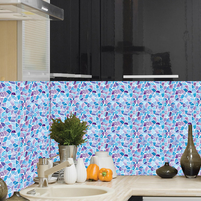 Modern Pebble Tiles Effect Wallpaper Panel Blue-Purple Peel Wall Decor for Bathroom Clearhalo 'Wall Decor' 'Wallpaper' 1504727