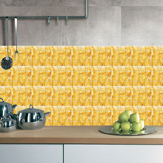 Yellow Faux Marble Wallpaper Panels Pick Up Stick Wall Art for Washroom (30 Pieces) Clearhalo 'Wall Decor' 'Wallpaper' 1504767