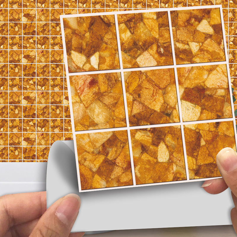 Brown Marble Tile Wallpaper Panel Set Peel and Stick Modern Kitchen Wall Covering Clearhalo 'Wall Decor' 'Wallpaper' 1504778