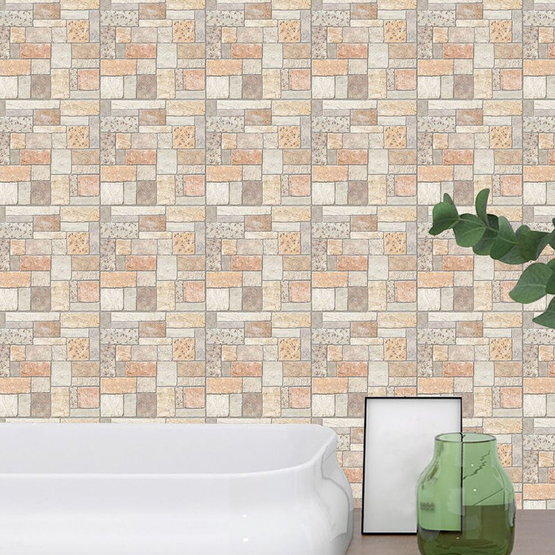 Removable Brick Wallpaper Panels 7.2-sq ft Industrial Wall Decor for Living Room, Brown Brown Clearhalo 'Industrial wall decor' 'Industrial' 'Wallpaper' Wall Decor' 1504786