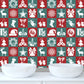Novelty Christmas Wallpaper Panel Set for Bathroom 4.3-sq ft Wall Decor in Green-Red, Stick On Clearhalo 'Wall Decor' 'Wallpaper' 1504852