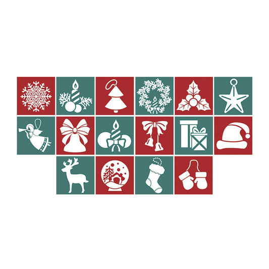 Novelty Christmas Wallpaper Panel Set for Bathroom 4.3-sq ft Wall Decor in Green-Red, Stick On Clearhalo 'Wall Decor' 'Wallpaper' 1504854