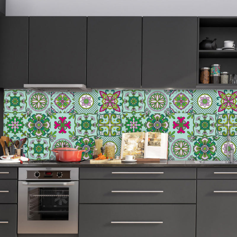 PVC Temporary Wallpaper Panel Boho Mandala Patterned Wall Art for Living Room, 10 Pieces Clearhalo 'Wall Decor' 'Wallpaper' 1504912