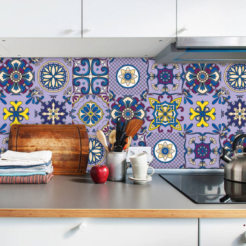 PVC Temporary Wallpaper Panel Boho Mandala Patterned Wall Art for Living Room, 10 Pieces Clearhalo 'Wall Decor' 'Wallpaper' 1504916