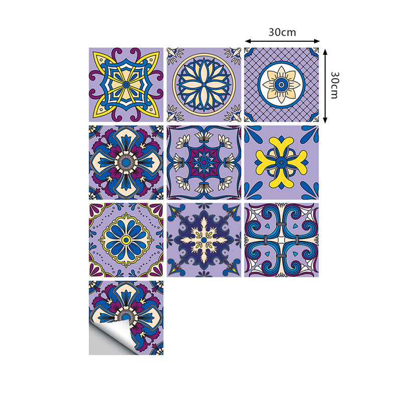 PVC Temporary Wallpaper Panel Boho Mandala Patterned Wall Art for Living Room, 10 Pieces Clearhalo 'Wall Decor' 'Wallpaper' 1504919