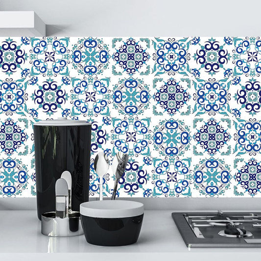 Enchanting Vatican Tiles Stick Wallpaper Panel Set for Home Floral Wall Art, 12' x 12 (10 Pcs) Clearhalo 'Wall Decor' 'Wallpaper' 1504957