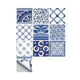 Mediterranean Tiles Peel Wallpaper Panels 10 Pcs Blue Nautical Wall Covering for Accent Wall Clearhalo 'Wall Decor' 'Wallpaper' 1504996