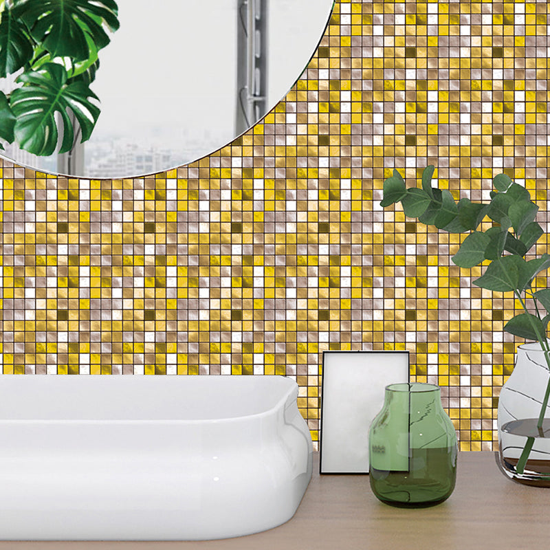 Modern Mosaics Tile Wallpaper Panels Multicolored Peel and Paste Wall Art for Bathroom (10 Pcs) Yellow Clearhalo 'Wall Decor' 'Wallpaper' 1505018