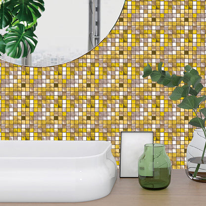 Modern Mosaics Tile Wallpaper Panels Multicolored Peel and Paste Wall Art for Bathroom (10 Pcs) Yellow Clearhalo 'Wall Decor' 'Wallpaper' 1505018