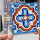 Ethnic Floral Peel off Wallpapers Bohemia Smooth Wall Art in Blue for Home, 10 Pcs Clearhalo 'Wall Decor' 'Wallpaper' 1505050