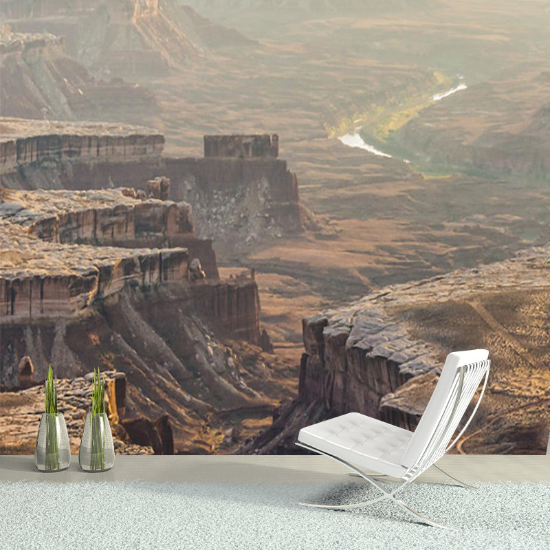 Brown Rift Valley Wallpaper Mural Stain Resistant Modern Living Room Wall Decoration Brown Clearhalo 'Wall Decor' 'Wall Mural' 1505078