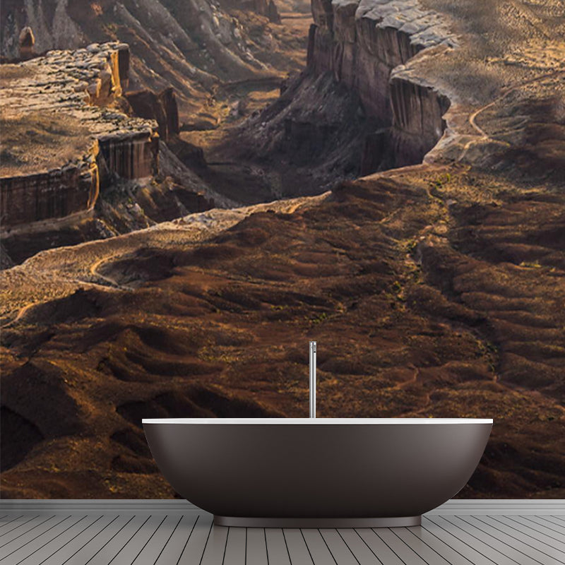 Brown Rift Valley Wallpaper Mural Stain Resistant Modern Living Room Wall Decoration Clearhalo 'Wall Decor' 'Wall Mural' 1505079