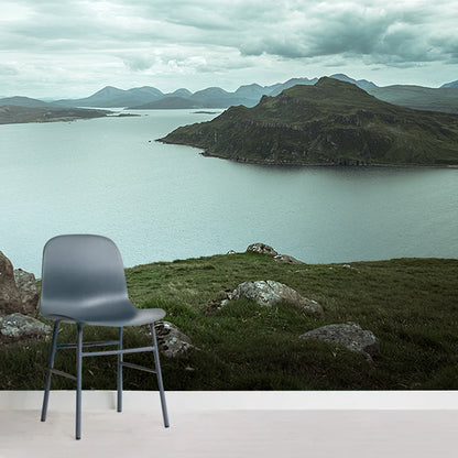 Girl by the Riverside Mural Modern Washable Living Room Wall Decoration, Custom Print Green Clearhalo 'Wall Decor' 'Wall Mural' 1505083