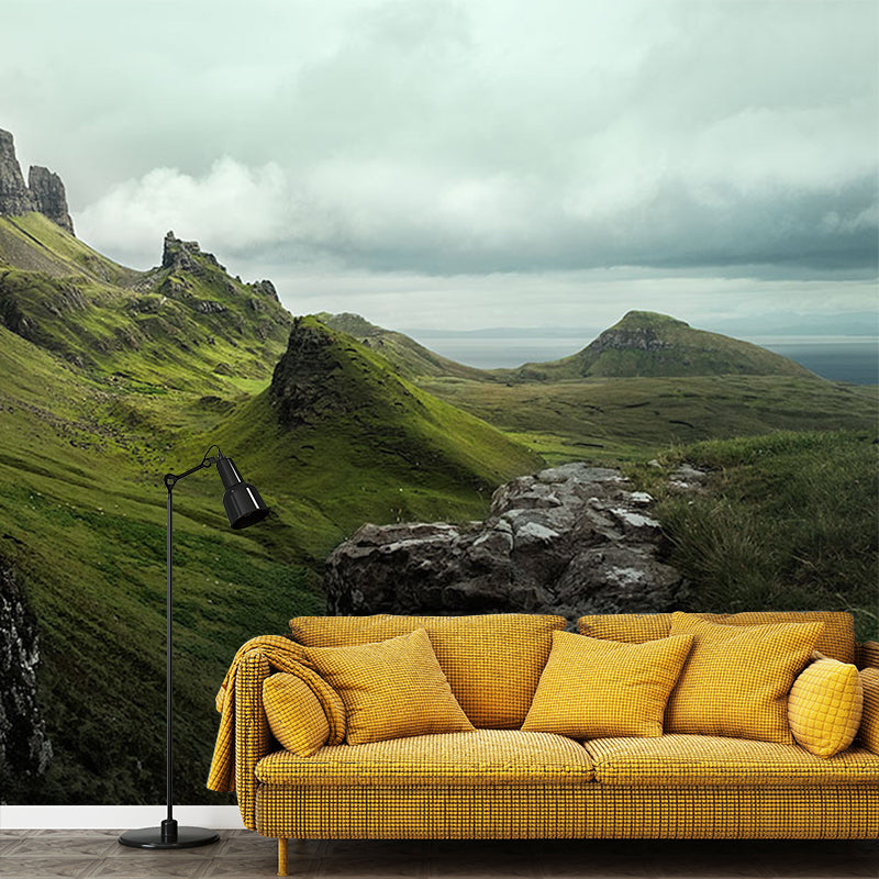 Green Mountainside Landschaft Wandbild Feuchtigkeitsbeständige  Wandabdeckung für Zuhause