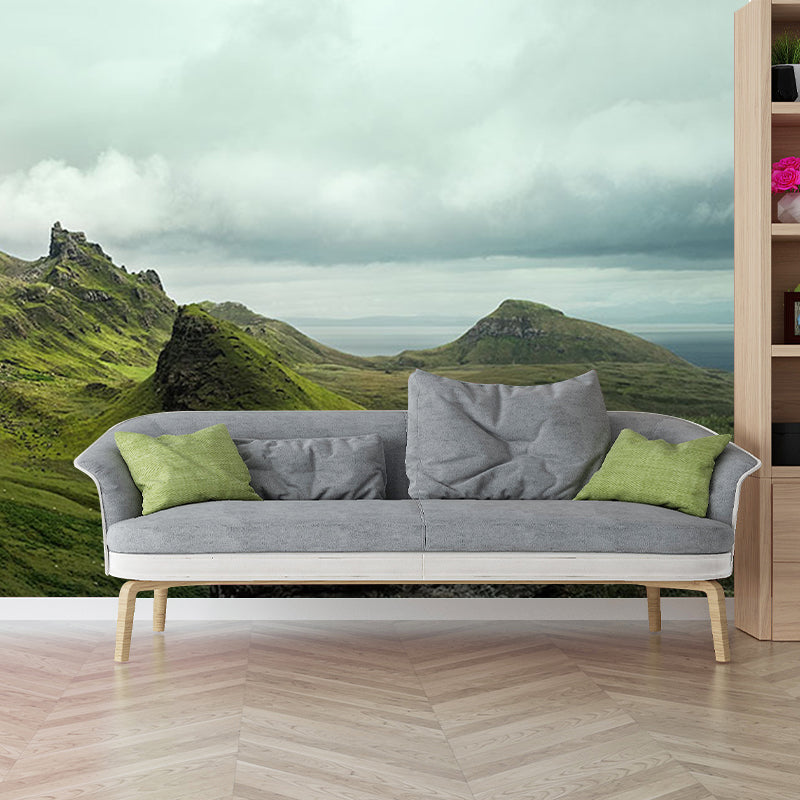 Green Mountainside Scenery Mural Wallpaper Moisture Resistant Wall Covering for Home Clearhalo 'Wall Decor' 'Wall Mural' 1505090