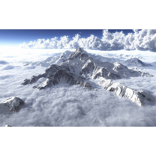 Mountain and Cloud Sea Mural Modern Non-Woven Fabric Wall Decor in White for Home Clearhalo 'Wall Decor' 'Wall Mural' 1505111