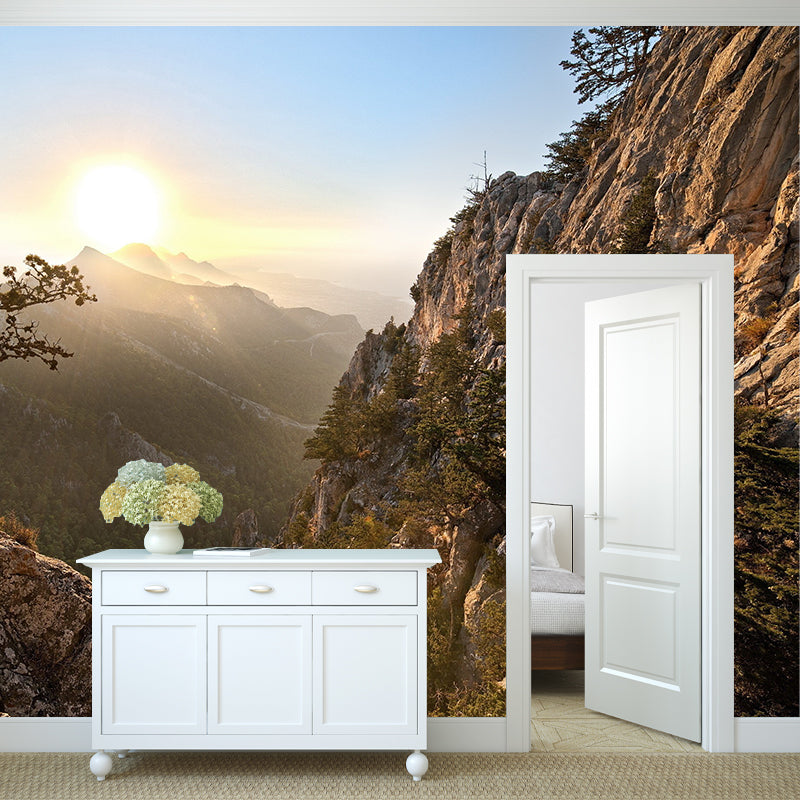 Mountain Scenery During Sunrise Mural Modern Waterproof Living Room Wall Art, Custom Size Clearhalo 'Wall Decor' 'Wall Mural' 1505119