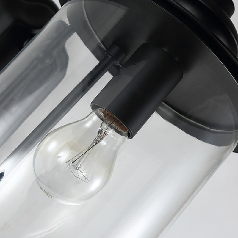 Urn Shade Clear Glass Wall Mounted Lamp Industrial Single Bulb Outdoor Sconce Light with Curved Arm Clearhalo 'Art deco wall lights' 'Cast Iron' 'Glass' 'Industrial wall lights' 'Industrial' 'Middle century wall lights' 'Modern' 'Rustic wall lights' 'Tiffany' 'Traditional wall lights' 'Wall Lamps & Sconces' 'Wall Lights' Lighting' 150514