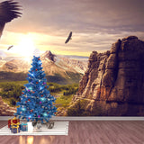 Eagles and Mountain Print Mural Modern Water-Proof Living Room Wall Decor, Custom Size Clearhalo 'Wall Decor' 'Wall Mural' 1505159