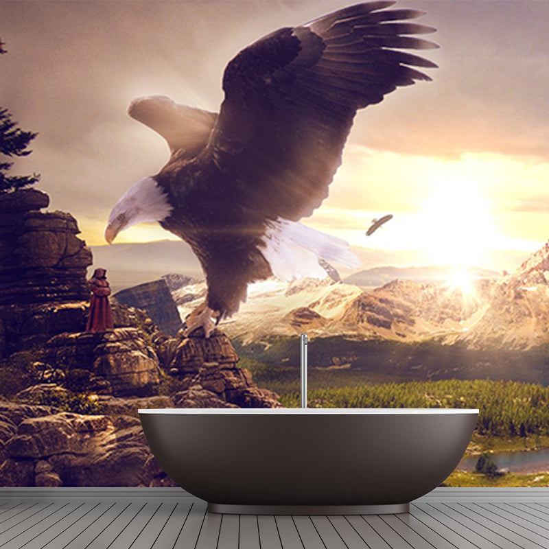 Eagles and Mountain Print Mural Modern Water-Proof Living Room Wall Decor, Custom Size Clearhalo 'Wall Decor' 'Wall Mural' 1505160