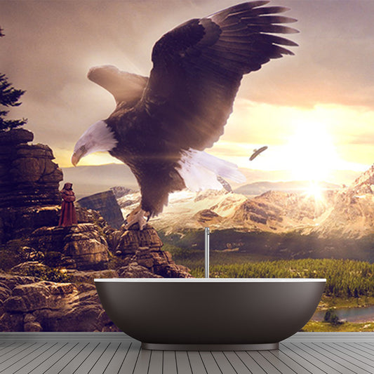 Eagles and Mountain Print Mural Modern Water-Proof Living Room Wall Decor, Custom Size Clearhalo 'Wall Decor' 'Wall Mural' 1505160