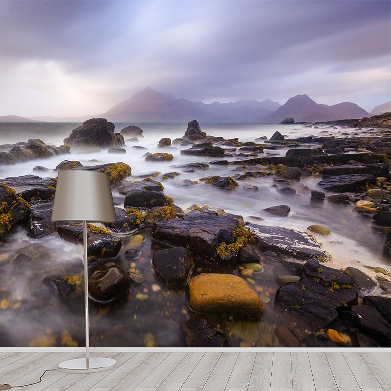 Modernism River Stones Mural Wallpaper Grey Stain Resistant Wall Covering for Home Grey Clearhalo 'Wall Decor' 'Wall Mural' 1505168