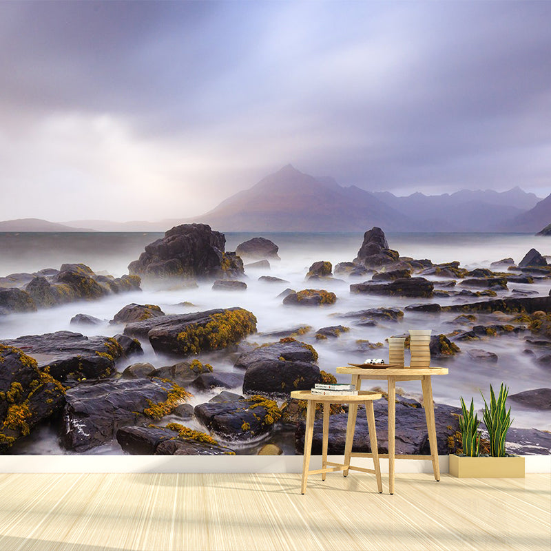 Modernism River Stones Mural Wallpaper Grey Stain Resistant Wall Covering for Home Clearhalo 'Wall Decor' 'Wall Mural' 1505170