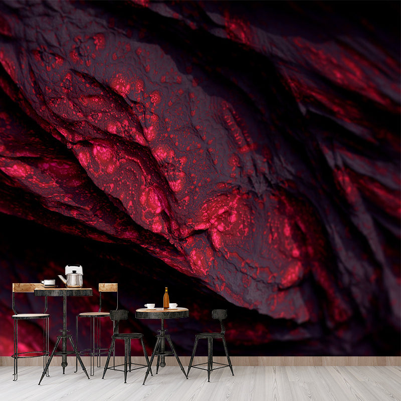 Modern Mountain Mural Wallpaper Red Rock Close-Up View Wall Covering for Bedroom Red Clearhalo 'Wall Decor' 'Wall Mural' 1505188