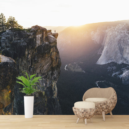Photography Cliffs Scenery Mural Decal for Living Room, Brown, Customized Size Available Brown Clearhalo 'Wall Decor' 'Wall Mural' 1505193
