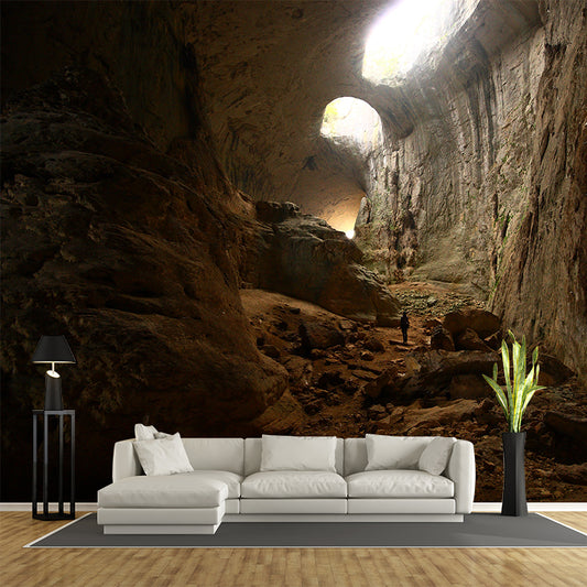 Modern Interior Cave Wallpaper Mural for Home Custom Wall Art in Brown, Non-Woven Cloth Clearhalo 'Wall Decor' 'Wall Mural' 1505199