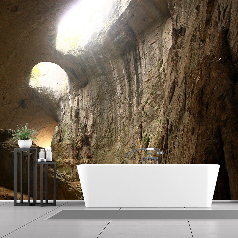 Modern Interior Cave Wallpaper Mural for Home Custom Wall Art in Brown, Non-Woven Cloth Clearhalo 'Wall Decor' 'Wall Mural' 1505200