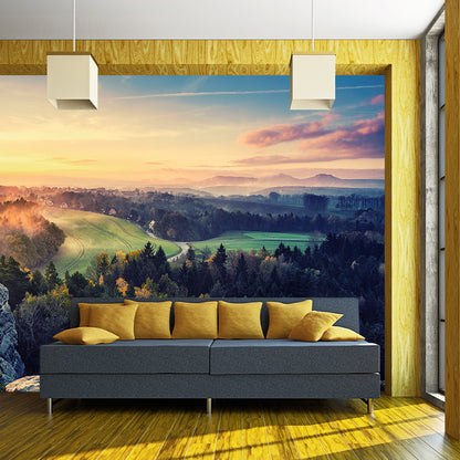 Photography of Sunset View Mural Full Size Wall Covering for Accent Wall, Custom Size Brown Clearhalo 'Wall Decor' 'Wall Mural' 1505208