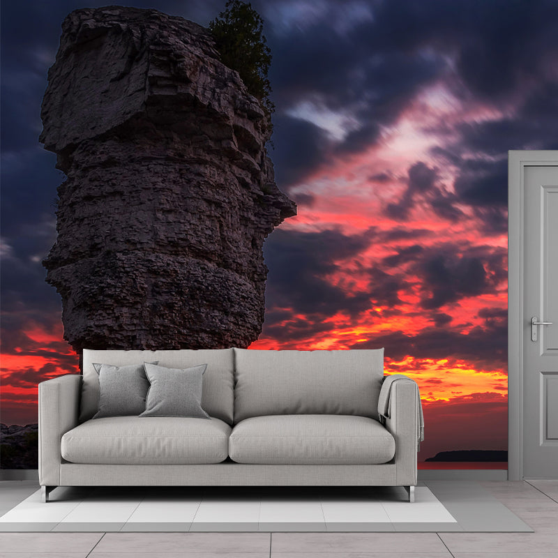 Orange Modern Mural Whole Evening Glow Scene of Fathom Five National Marine Park Wall Decor for Home Orange Clearhalo 'Wall Decor' 'Wall Mural' 1505218