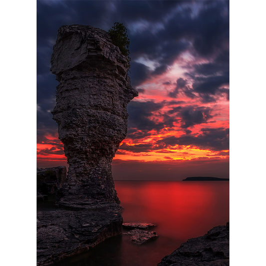 Orange Modern Mural Whole Evening Glow Scene of Fathom Five National Marine Park Wall Decor for Home Clearhalo 'Wall Decor' 'Wall Mural' 1505221