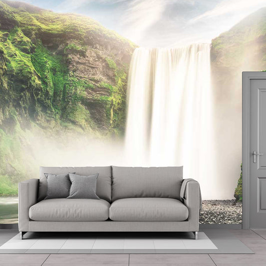 Big Waterfall Wall Paper Mural Stain-Proof Modern Style Living Room Wall Decor in Green Clearhalo 'Wall Decor' 'Wall Mural' 1505235