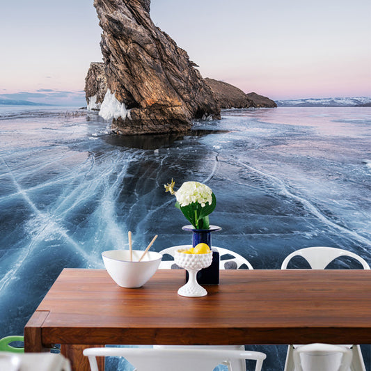 Blue Mountain Above Ice Mural Decal Stain-Resistant Modernist Living Room Wall Art Clearhalo 'Wall Decor' 'Wall Mural' 1505384