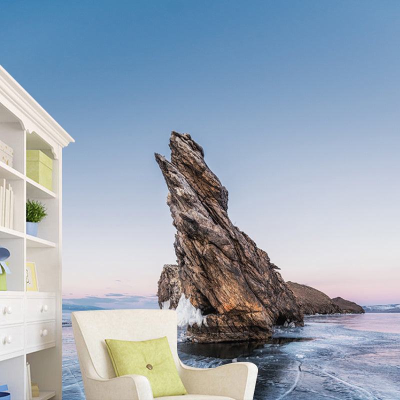 Blue Mountain Above Ice Mural Decal Stain-Resistant Modernist Living Room Wall Art Clearhalo 'Wall Decor' 'Wall Mural' 1505385