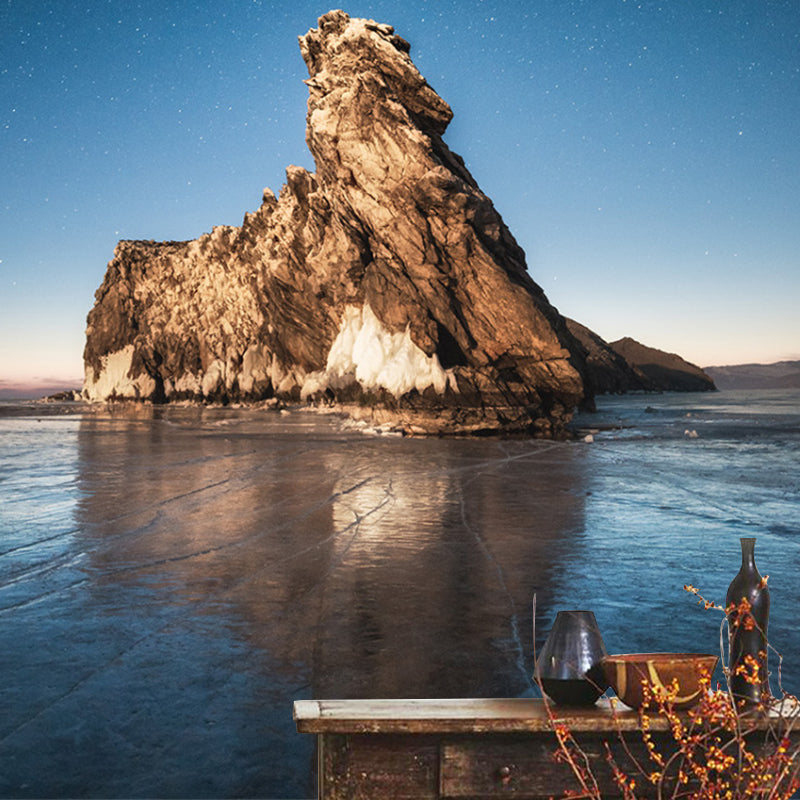 Solitude Mountain with Ice Mural for Bedroom Landscape Wall Decor, Customized Size Clearhalo 'Wall Decor' 'Wall Mural' 1505395