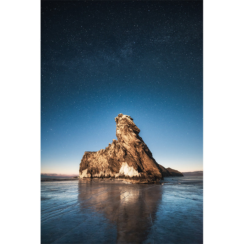 Solitude Mountain with Ice Mural for Bedroom Landscape Wall Decor, Customized Size Clearhalo 'Wall Decor' 'Wall Mural' 1505396