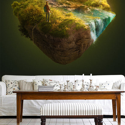 Sci-Fi Boys Wallpaper Mural with Moving Mountain Pattern Green Wall Art for Bedroom Green Clearhalo 'Wall Decor' 'Wall Mural' 1505398