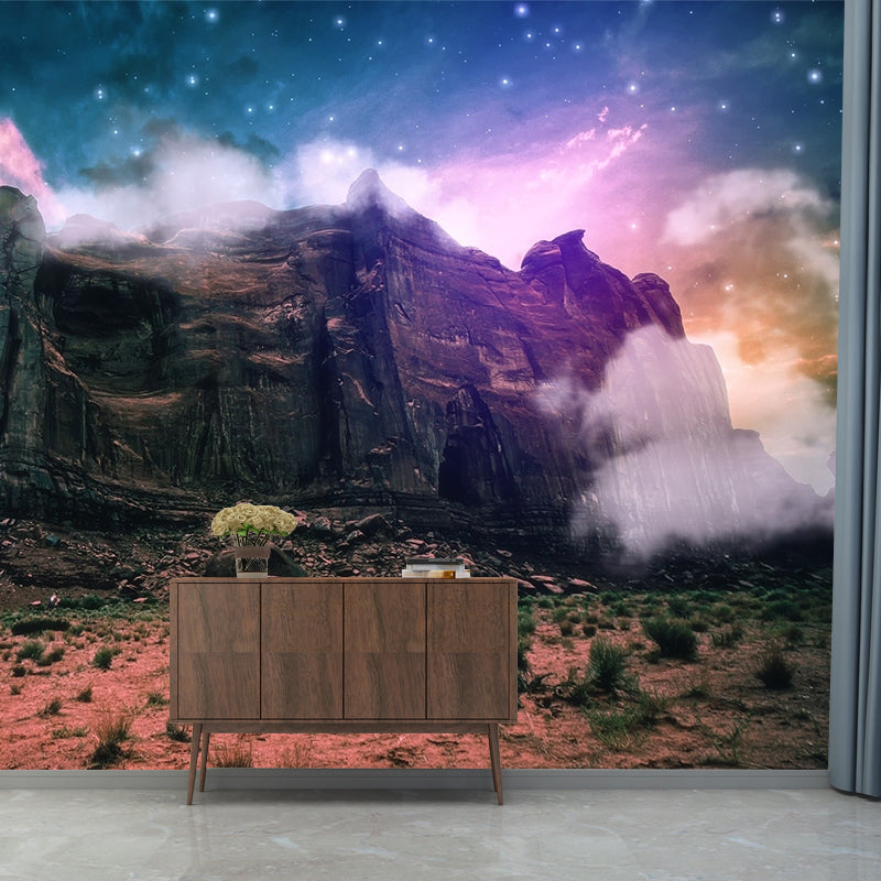 Magic Mountain Front View Mural for Kids Room, Blue-Blue, Personalized Size Available Blue Clearhalo 'Wall Decor' 'Wall Mural' 1505418