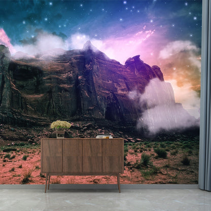 Magic Mountain Front View Mural for Kids Room, Blue-Blue, Personalized Size Available Blue Clearhalo 'Wall Decor' 'Wall Mural' 1505418