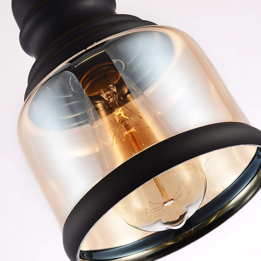 Industrial Cylinder Pendant Lighting 1 Light Clear Glass Hanging Light in Black for Living Room Clearhalo 'Ceiling Lights' 'Glass shade' 'Glass' 'Industrial Pendants' 'Industrial' 'Island Lights' 'Middle Century Pendants' 'Pendant Lights' 'Pendants' 'Tiffany' Lighting' 150541