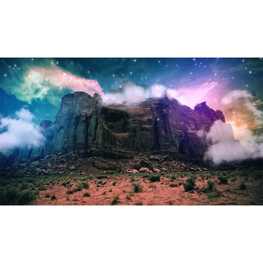 Magic Mountain Front View Mural for Kids Room, Blue-Blue, Personalized Size Available Clearhalo 'Wall Decor' 'Wall Mural' 1505421