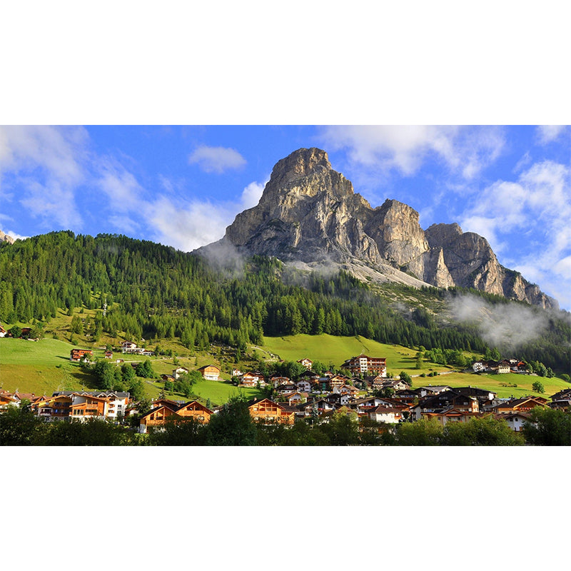 Picturesque Landscape Wall Paper Mural for Home Village at Mountain Foot Wall Decor, Optional Size Clearhalo 'Wall Decor' 'Wall Mural' 1505446