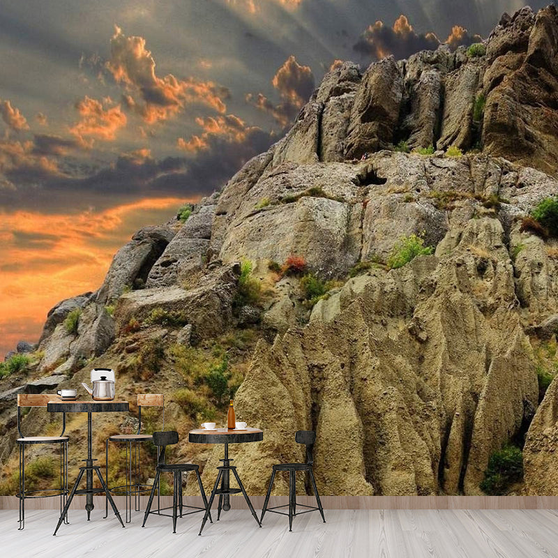 Photography Sun Behind Mountain Mural Decal Big Wall Decor for Living Room, Made to Measure Clearhalo 'Wall Decor' 'Wall Mural' 1505460