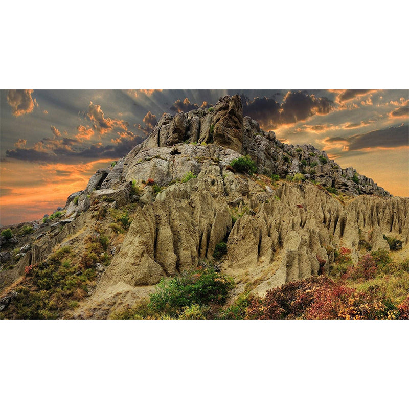 Photography Sun Behind Mountain Mural Decal Big Wall Decor for Living Room, Made to Measure Clearhalo 'Wall Decor' 'Wall Mural' 1505461